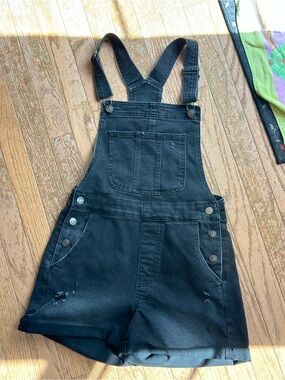 Black denim overalls shorts size Small (3-6) #jeans  #overalls